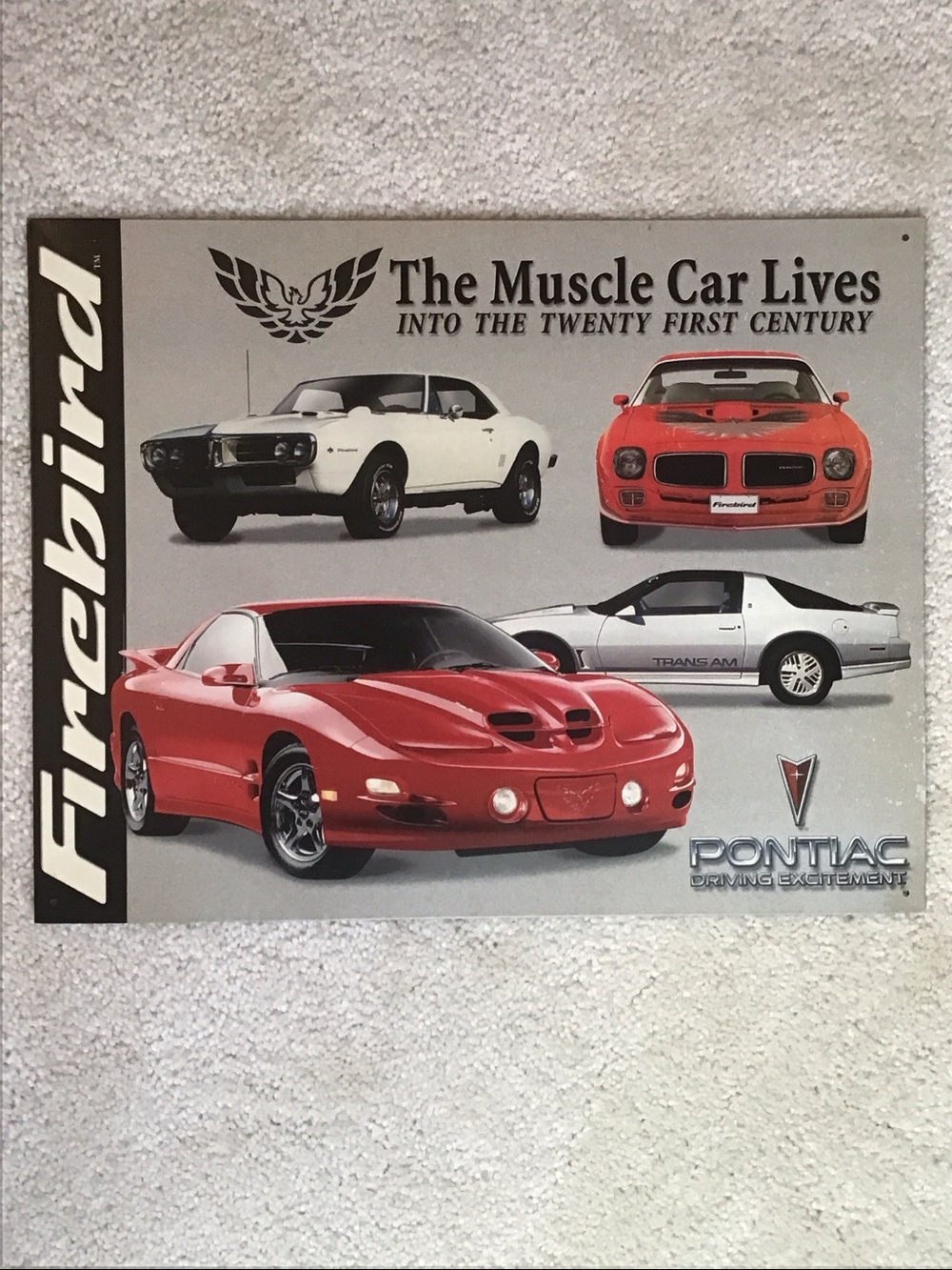 Pontiac Firebird Tribute Metal Sign, 
 16” x 12 1/2”